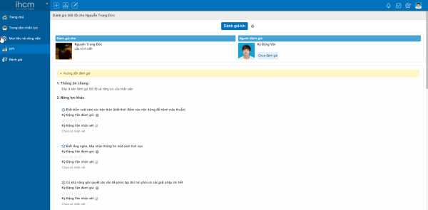 Hướng dẫn sử dụng đánh giá 360 độ trên iHCM Hướng dẫn sử dụng đánh giá 360 độ trên iHCM